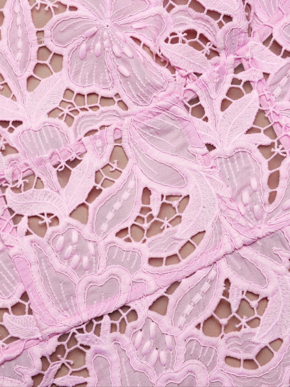 Self Portrait Pink Lace Flared Mini Dress - Picture 5 of 13